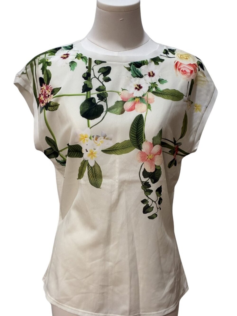 Ted Baker London Secret Trellis Green Floral Japanese Garden Print Euro Top S - Picture 2 of 6